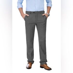 Solovedress Men's Retro Suit Pants Herringbone Tweed Trousers Gray Size 36 x 32